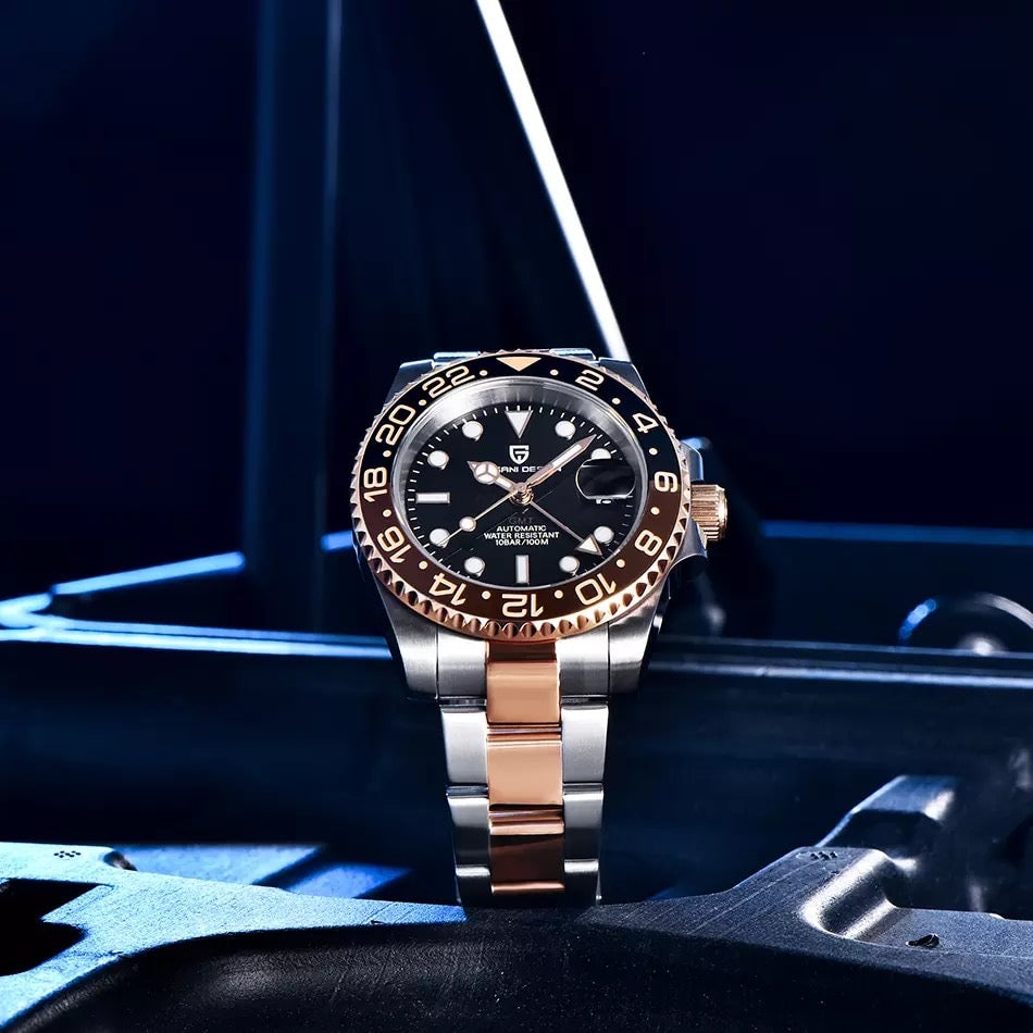 Pagani DesignPD-1662自動巻き GMT 腕時計 ゴールド ▶️ Pagani Design PD-1662 Gold | Sapphire Crystal | 316L