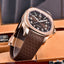 Luxury watch PD-YS031 with brown strap and black dial on a wooden display box
