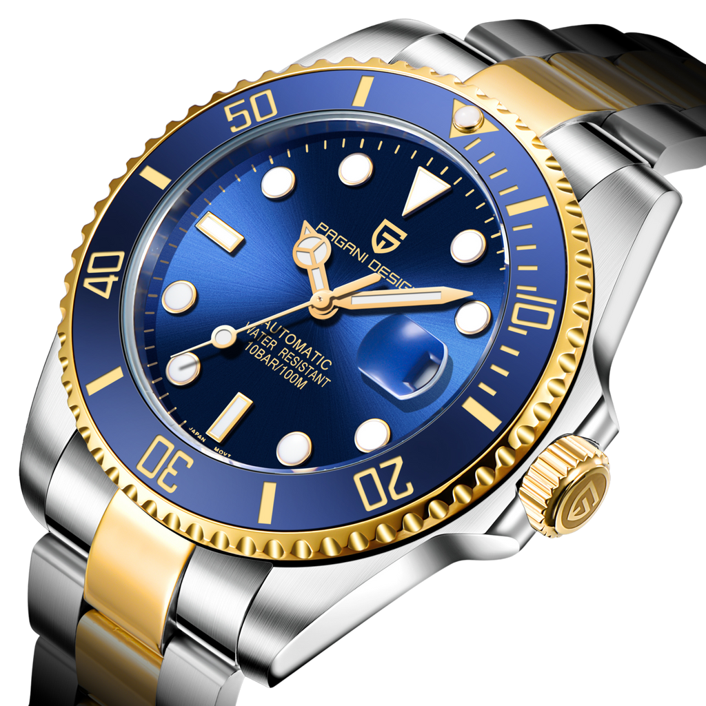️ PD-1639 Gold: Acero Inox. 316L | Cristal de Zafiro | Miyota 8215 Aut ...