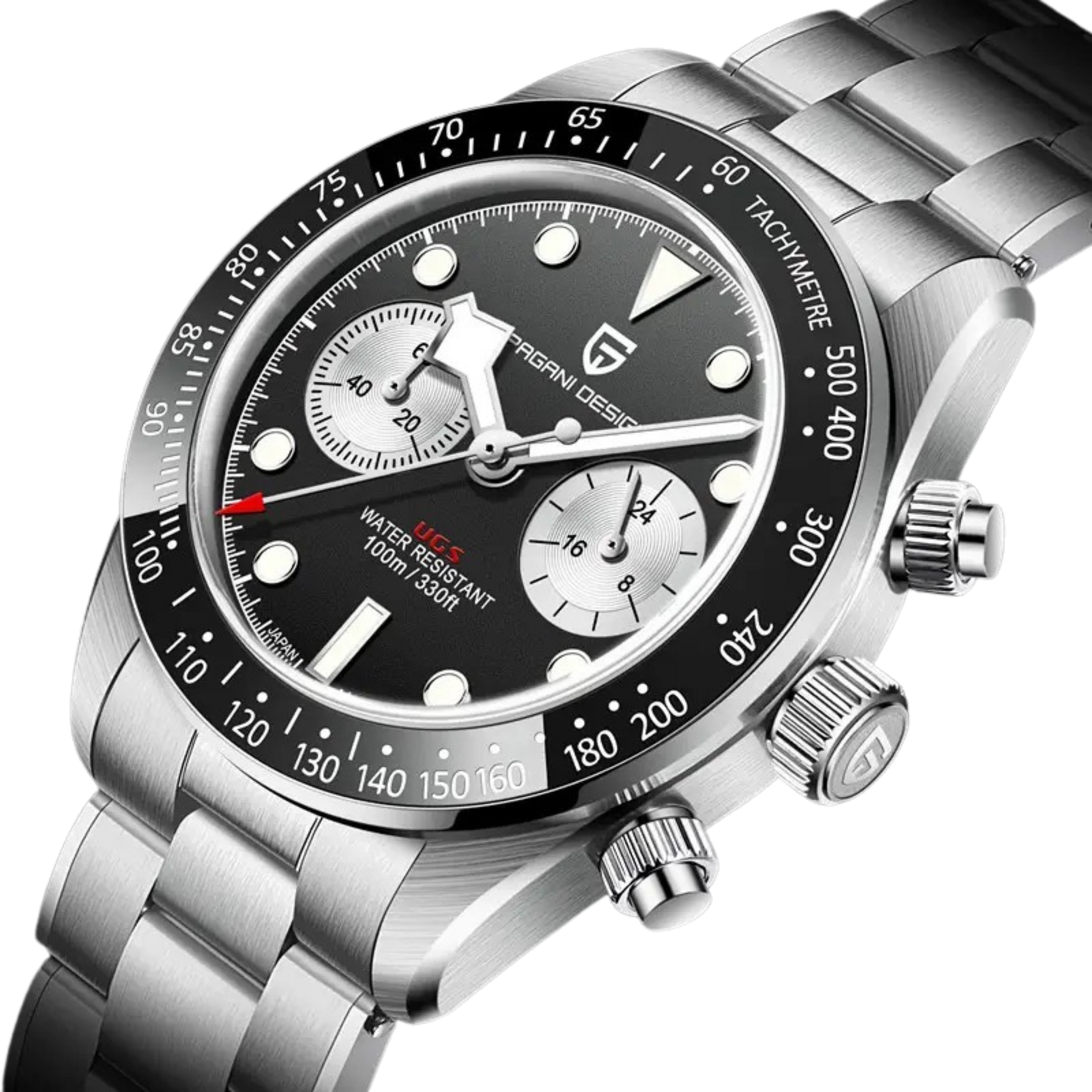 Pagani Design 1718 Panda Dial Orologi da uomo al quarzo moda casual cronografo orologio da polso movimento VK64 cinturino in acciaio inossidabile impermeabile 100 m retrò, Nero Pagani Design 1718 Panda Dial Orologi da uomo al quarzo moda casual cronografo orologio da polso movimento VK64 cinturino in acciaio inossidabile impermeabile 100 m retrò, Nero